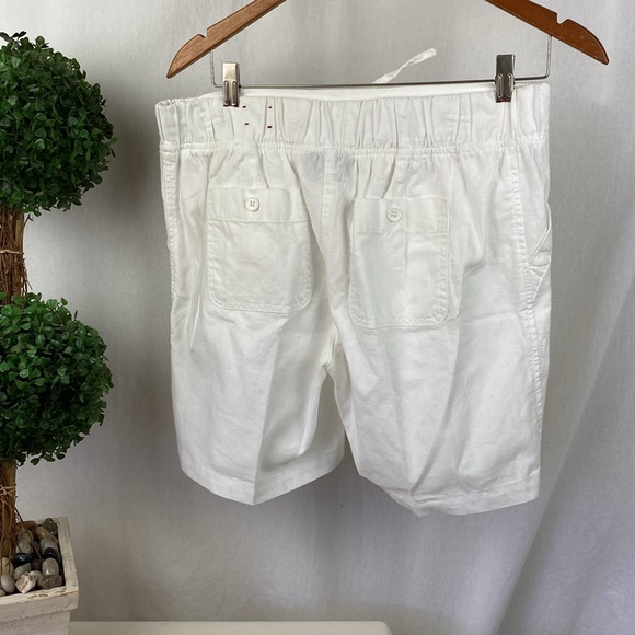 Talbots Linen & Cotton Blend White Drawstring High Waist Bermuda Shorts 6 - Picture 3 of 6